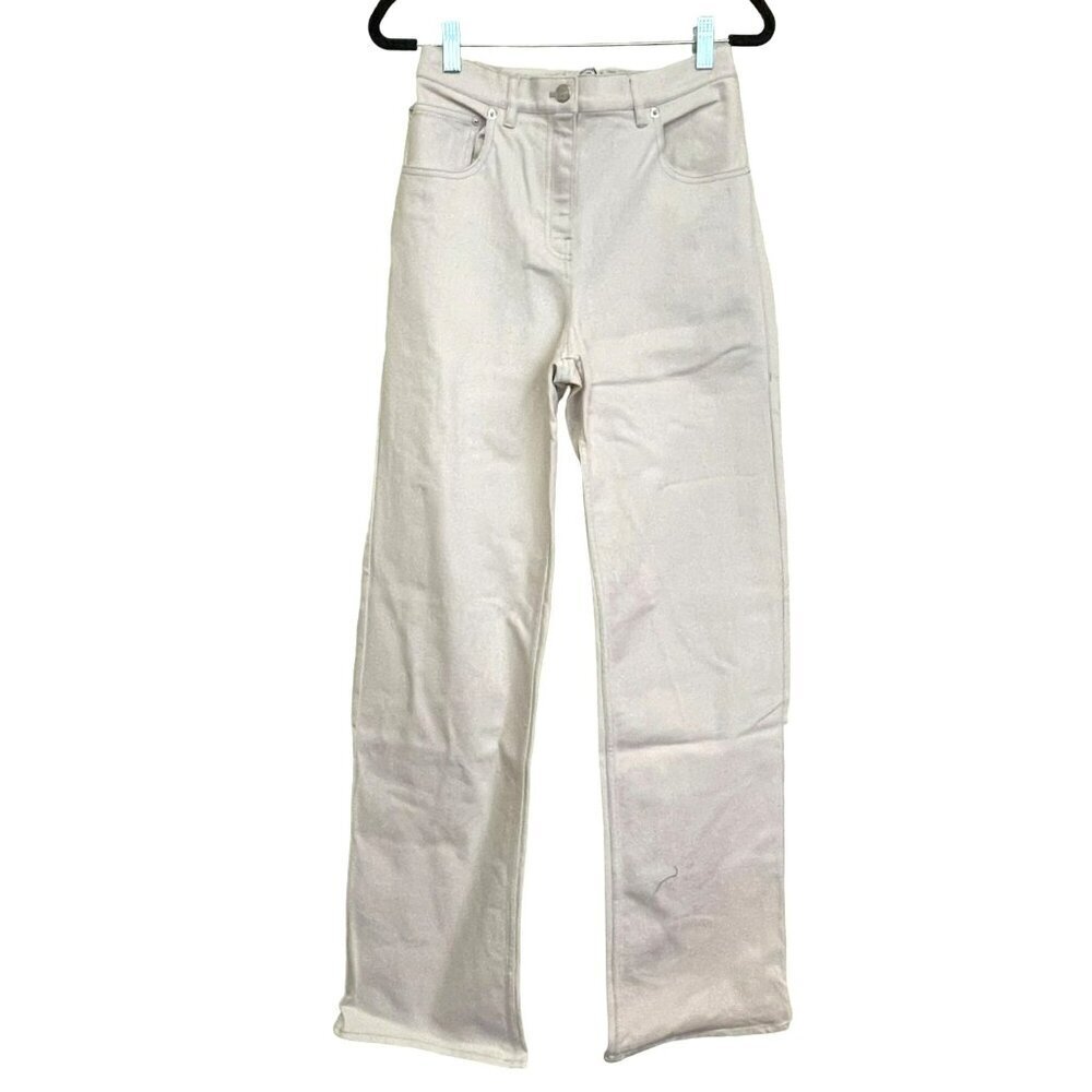 Thakoon Size 8 High Waisted Ecru Denim Elastic Back Jeans Pants NWT